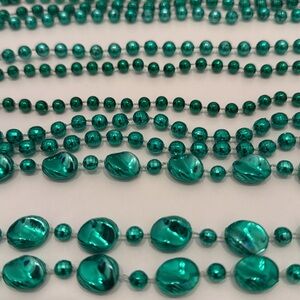 13 Green Plastic Bead Necklaces